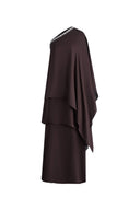 Avis One Shoulder Rhinestone Maxi Dress in Wrinkle Resistant Matte Satin