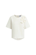 T-shirt floral en coton Celine orné de perles et crochet à la main