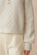 Pull Cersei à col Henley motif torsadé fait main en laine mérinos