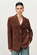 Verdi Blazer mit geschwungenem Saum und lockerem Schnitt aus Kunstwildleder