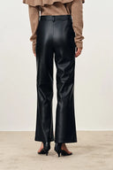 Susan Knee Seams Cropped Flared Faux Pants in Non Animal leather
