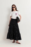 Emily Hand Beaded Sequin Embroidered Maxi Skirt in Beaded Wool Blend