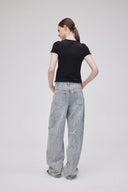 Jean patchwork texturé Eliana en denim jacquard délavé