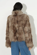 Demi Stand Collar Jacket in Faux Fox Fur