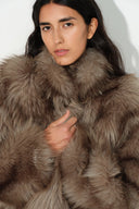 Demi Stand Collar Jacket in Faux Fox Fur