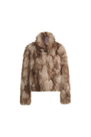Demi Stand Collar Jacket in Faux Fox Fur