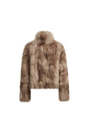 Demi Stand Collar Jacket in Faux Fox Fur
