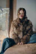 Demi Stand Collar Jacket in Faux Fox Fur