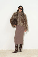 Demi Stand Collar Jacket in Faux Fox Fur