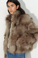 Demi Stand Collar Jacket in Faux Fox Fur
