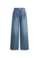 Zia Sequin Embellished Barrel Leg Jeans in Cotton Denim