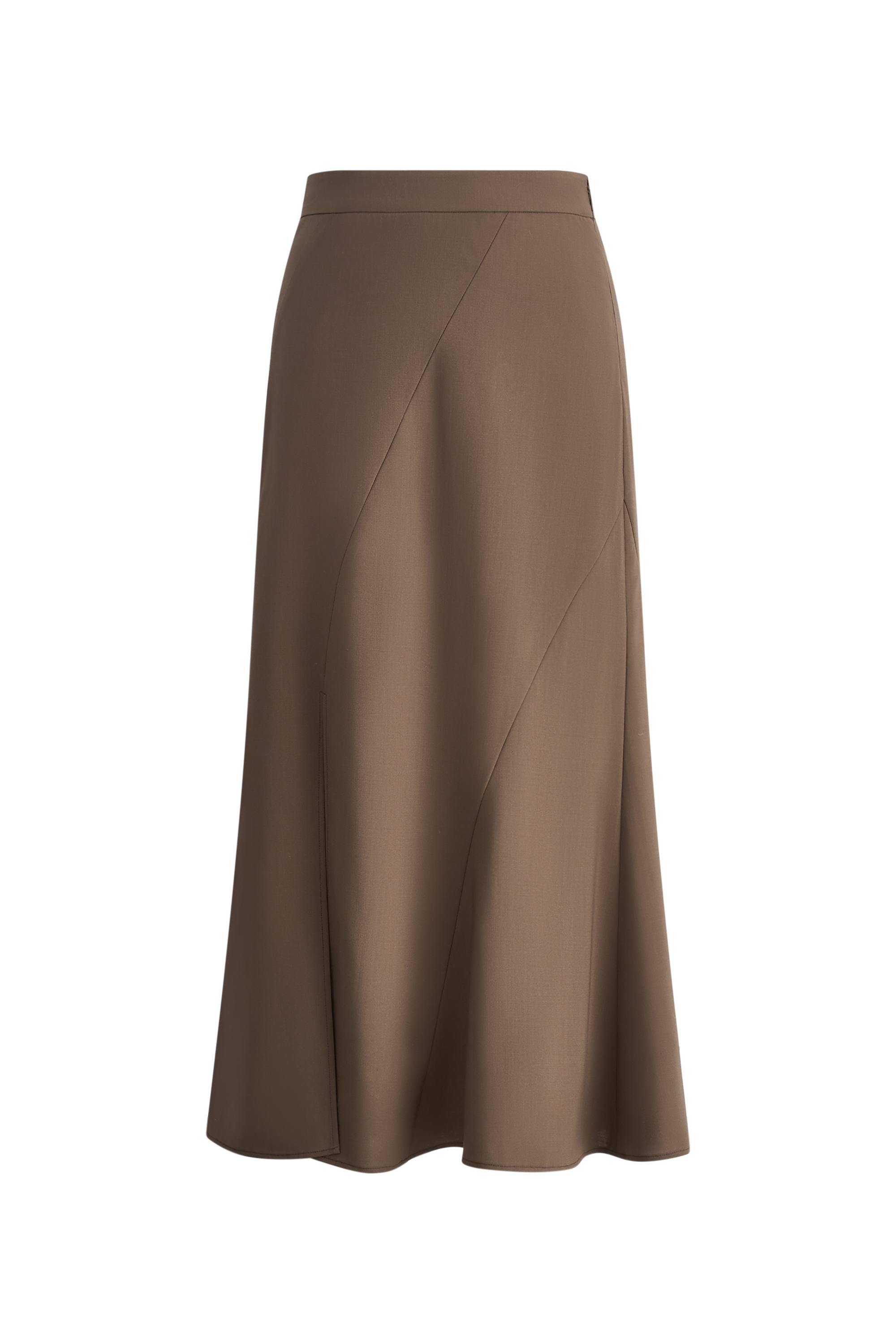 Mary Asymmetric Slit Midi Skirt in Fine Wool Blend – fbrq.com