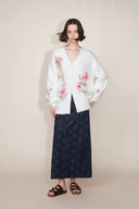 Ari Flora Maxi Skirt in Cotton Jacquard Denim