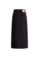 Falda Clo Negra con Tonos Rojizos en Denim de Algodón