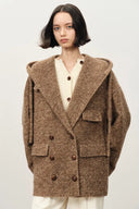 Rue Oversized Sleeve Hooded Blazer Coat in Alpaca Loop Wool