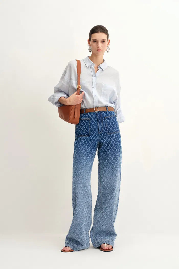 Natalie Gradient Jeans in Jacquard Denim