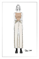 Ginevra White Colorblock Jeans in Cotton Denim