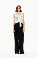 Top sans manches Elen à col halter à pois en soie mûrier