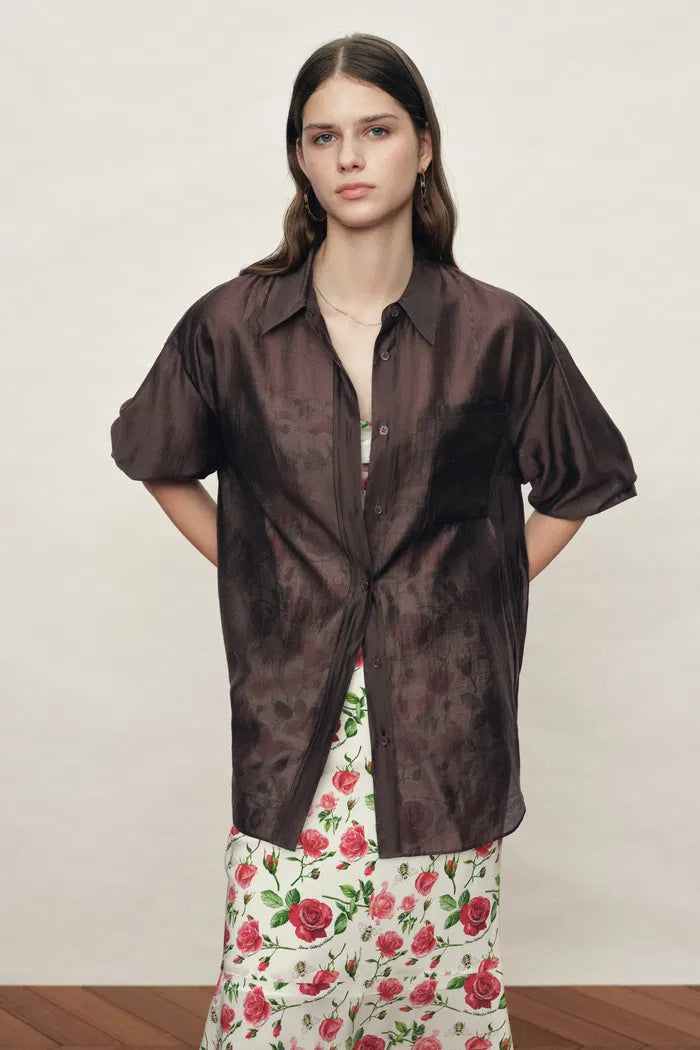 Anja Loose Fit Shirt in Lustrous Organza Silk