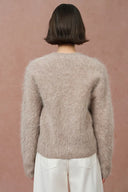 Cardigan Piper aux lys travaillés à la main en mélange alpaga tricoté