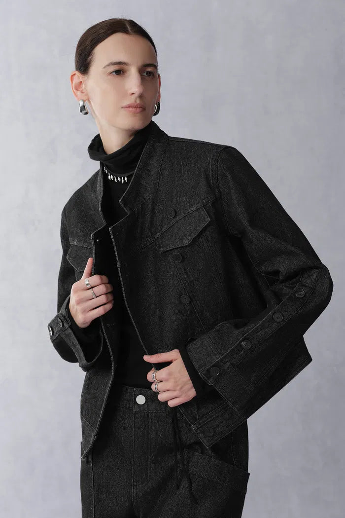 Psyche Short Jacket and Jeans Matching Set in Cotton Denim