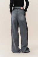 Jeans Holgados Clarisse en Tonos Oscuros en Denim de Algodón