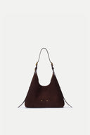 Petit sac hobo Duomo à double boucle en cuir nubuck pleine fleur
