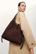 Duomo Medium Hobo Bag in Top-Grain Nubuck Leather
