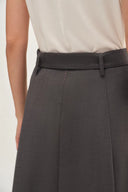Rachel Pleated Long Skirt in Fine Wool Blend