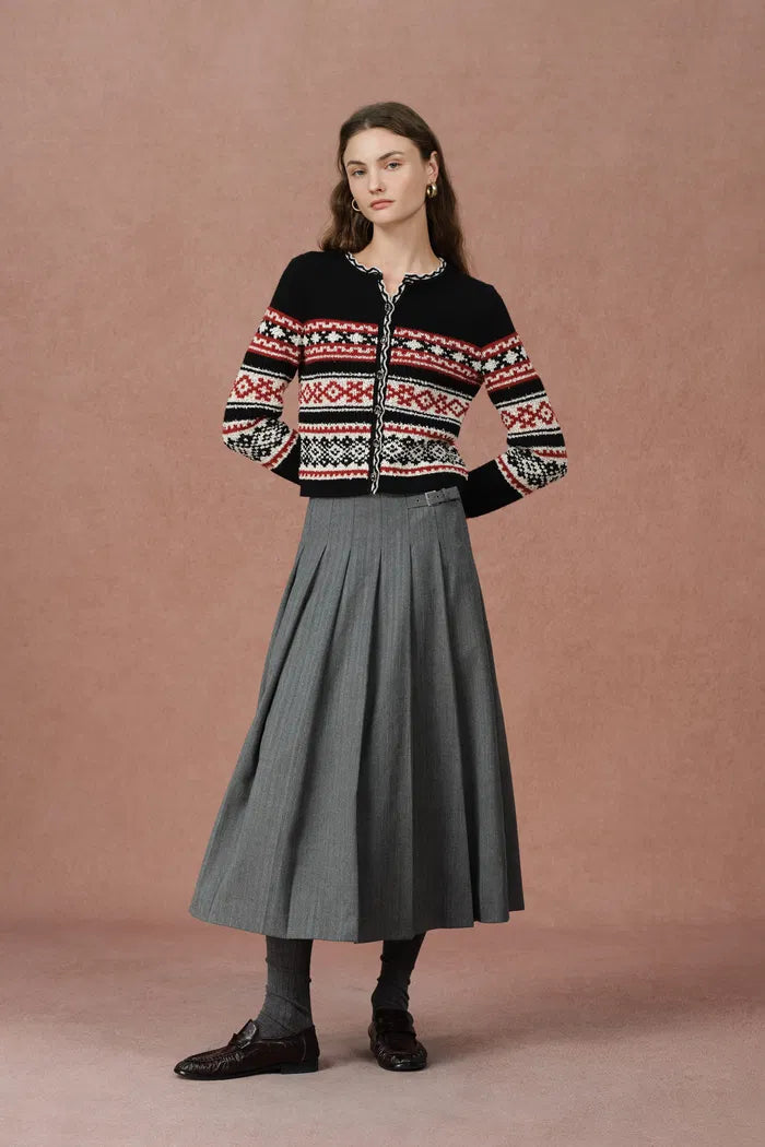 Moss Crop Fair Isle Cardigan in Merino Wool Knit