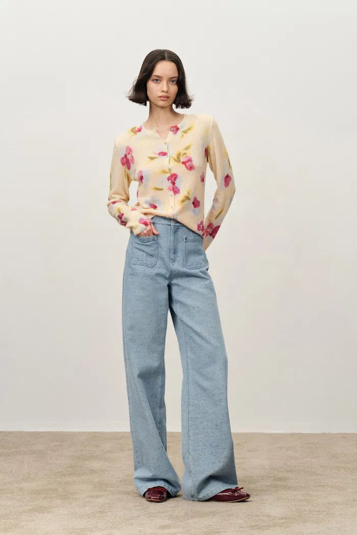 Linna Double Patch Pocket Jeans in Colorful Dot Denim