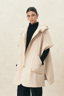 Stella Lightweight Hooded Cape Padded Coat in Cotton Blend