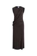 Raina Asymmetric Draped Sleeveless Fitted Dress in Cotton Modal Knit