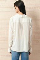 Charlotte Shimmer Ruched Ruffle Blouse