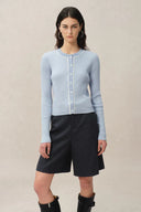 Niki Blauwe Cardigan in Lyocellmix Breiwerk
