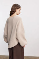 Sonia Asymmetrical Hem Sweater in Merino Wool Knit