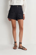 Zach Denim Shorts in Silk-Cotton Denim