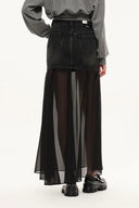 Ensemble jupe Riddle en denim et semi-transparent en denim fin