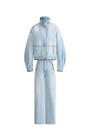 Completo giacca e jeans Luna con maniche a lanterna in denim di cotone