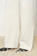 Olivia Button Slit Wide Leg Pants in Wool Blend