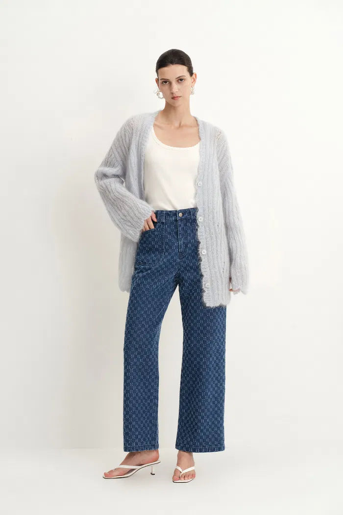 Quinn Jacquard Straight Leg Jeans in Jacquard Denim