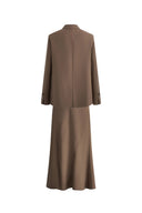 Bonnie Peak Lapel Suit Blazer and Skirt Matching Set in Fine Wool Blend