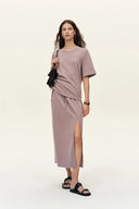 Aurora Ruched Waist T Shirt and Skirt Set