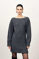 Robe ajustable épaules dénudées Kylie en tricot laine mérinos fil grossier