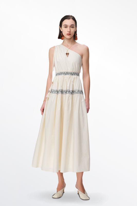 Althea One-Shoulder Embroidered Dress