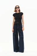 Cassia Raw Denim Wide Leg Jeans in Raw Denim
