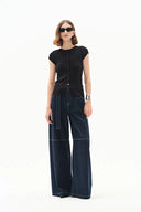 Cassia Raw Denim Wide Leg Jeans in Raw Denim