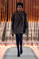 Nellie Großer Revers Kurztrenchcoat aus Kunstwildleder