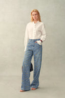 Dorel Blumenmuster Gerade Jeans aus Leinenmisch-Denim