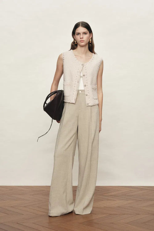 Jinelle Hand-crocheted Textured Sleeveless Vest Top in Cotton Knit